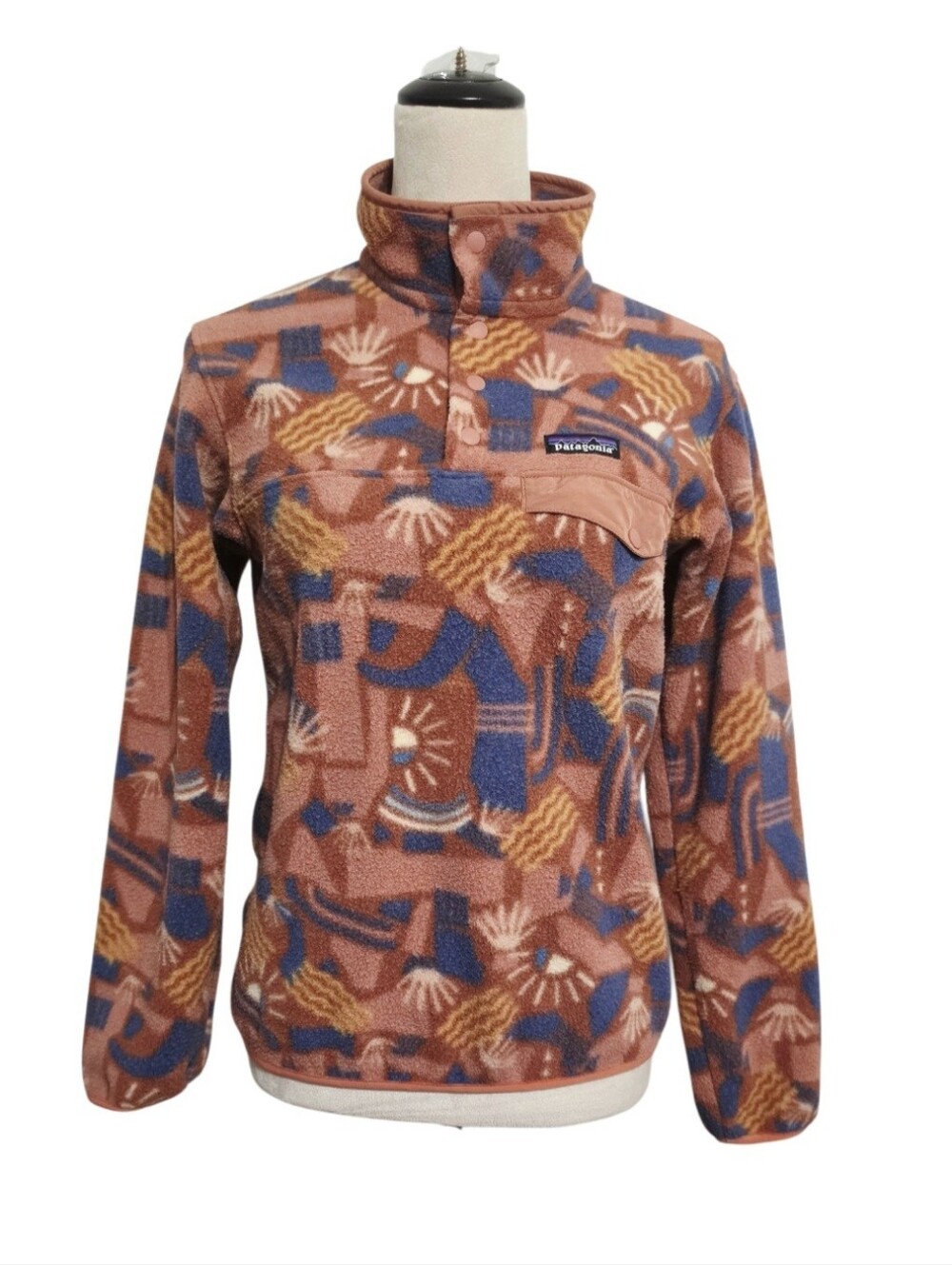 Patagonia Synchilla Snap-T XXS Canyon Block Big Sisu Brown Fleece FA19 25455